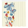 thumbnail image 2 of Ambesonne Spring Shower Curtain, Ladybug Illustration Floral, 69"Wx70"L, Cadet Blue, 2 of 4
