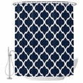 thumbnail image 2 of Navy Blue Morocco Pattern Waterproof Fabric Shower Curtain,White Moroccan Geometric Art Waterproof Fabric Shower Curtain for Bathroom Curtains Bathtubs Shower Curtains with 12 Hooks Small 36x78in, 2 of 8