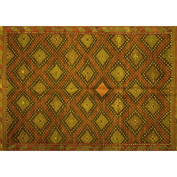 Ahgly Company Indoor Rectangle Persian Yellow Traditional Area Rugs, 7' x 9'