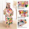 thumbnail image 3 of FORMRS Wearable Blanket Hoodie with Sleeves for Kids Cozy Flannel Sweatshirt, Pink Colorful Circles, 3 of 7