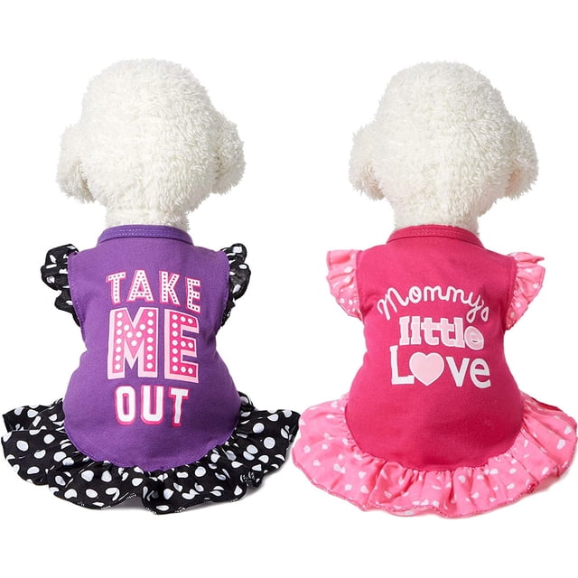 Ropa/accesorios para mascotas 2 Pieces Pet Dress Shirt Puppy Skirt Cute Dog Dress Pet Summer Clothes Dog Apparel for Small Dogs and Cats Zhivalor WMZL-2068-6