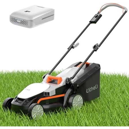 Electric Lawn Mower Cordless,Grass Cutter Machine for 1300 Sq.Ft.Lawnmower with Motor,13 in Cutting Width,8 Gallon Capacity,Cutting Height from 1 to 2.5 in 4.0 Battery$$Garden &