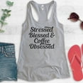 thumbnail image 2 of Stressed Blessed & Coffee Obsessed Tank Top, Ladies Racerback Tank Top, Funny Coffee Tank, Heather Gray, XX-Large, 2 of 3