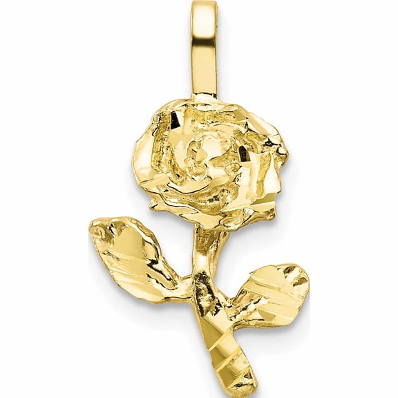 10K Yellow Gold Rose Charm (20 X 11) Made In United States 10c366