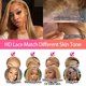 thumbnail image 3 of Peluca de encaje frontal FTQZKEY, cabello humano liso, rubio miel, 3 of 7