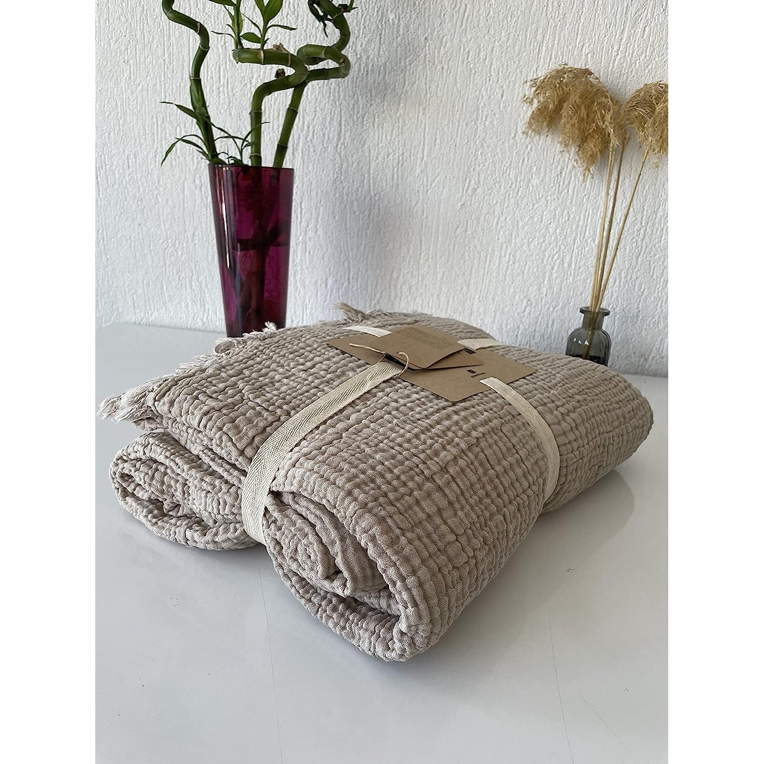 Muslin Blanket 100 Cotton, 4 Layers Bedspread, Soft Turkish Cotton