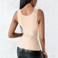 thumbnail image 4 of Qwertyu Women's Built-in Bra Tank Top U Neck Seamless Fitted Top Slim Fit Sleeveless Workout Shapewear Beige M, 4 of 6