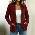 thumbnail image 2 of Sahpxhe Cardigan Sweaters for Women Open Front Long Sleeve Ribbed Knit Casual Outerwear with Pockets Relaxed Fall Layering Top Wine L, 2 of 7