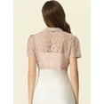 thumbnail image 3 of Unique Bargains Floral Lace Shrug for Women's Lapel Collar Short Sleeves Bolero Cardigan M Pink, 3 of 6