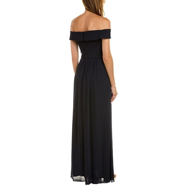 Adrianna Papell Robe de Soirée Maxi Ajustée et Évasée à Manches Courtes pour Femmes, Marine, Taille : 8