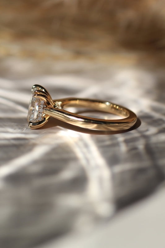 SOLITAIRE JEWELS 4.00CT Radiant Moissanite Diamond Hidden Halo Engagement Ring for Women Solid 10k Yellow Gold