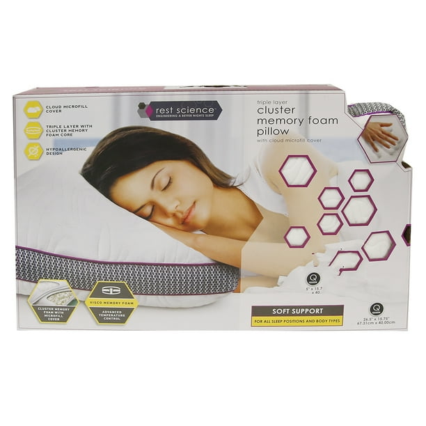 Rest Science Triple Layer Cluster Memory Foam Pillow Queen Walmart