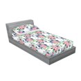 thumbnail image 2 of Floral Design Fitted Sheet & Pillow Sham Set, Peony and Lilac Pattern with Leaves Greenery Cottagecore Vibe Art, Decorative Printed 2 Piece Bedding Decor, Twinxl, Coral Fern Green Cream, by Ambesonne, 2 of 2