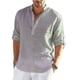 thumbnail image 4 of Camisa de lino de manga larga para hombre, camisa informal de algodón y lino, Top S-5xl, nuevo envío gratis, 4 of 4