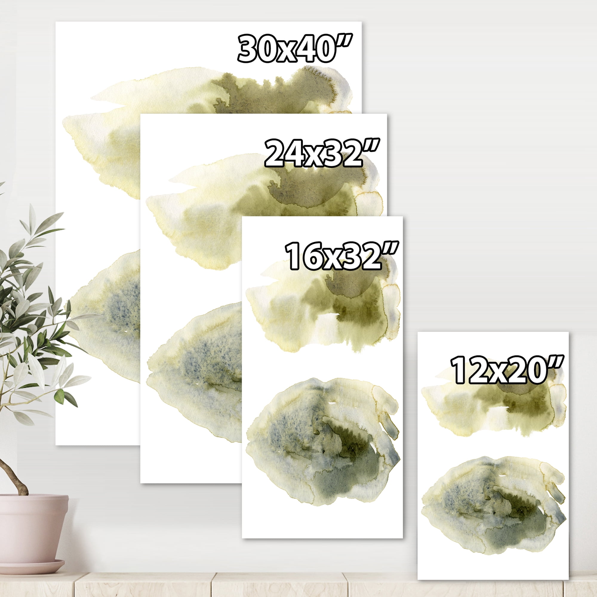 Designart ' Abstract Clouds In Dark Green I ' Modern Canvas Wall Art Print