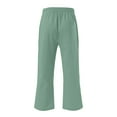 thumbnail image 6 of Capri Pants for Women 2026 Summer Drawstring Elastic High Waist Casual Capris Straight Wide Leg Cotton Linen Pants, Mint Green 20" Inseam S, 6 of 8