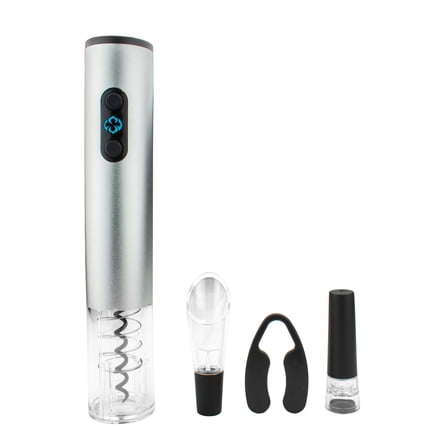 Brentwood Electric Wine Bottle Opener with Foil Cutter, Vacuum Stopper, and Aerator Pourer