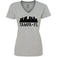 thumbnail image 3 of Inktastic Tampa Florida City Skyline Women's V-Neck T-Shirt, 3 of 5