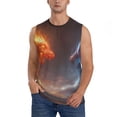 thumbnail image 2 of Lsque Red And Blue Fire Dragon D Print Men's Cotton Blend Sleeveless Muscle Shirts (S-3XL)- Moisture Wicking, Odor Protection, UPF 30+,Large, 2 of 8