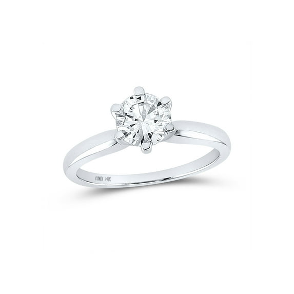 14kt White Gold Womens Round Diamond Solitaire Bridal Wedding Engagement Ring 1 Cttw