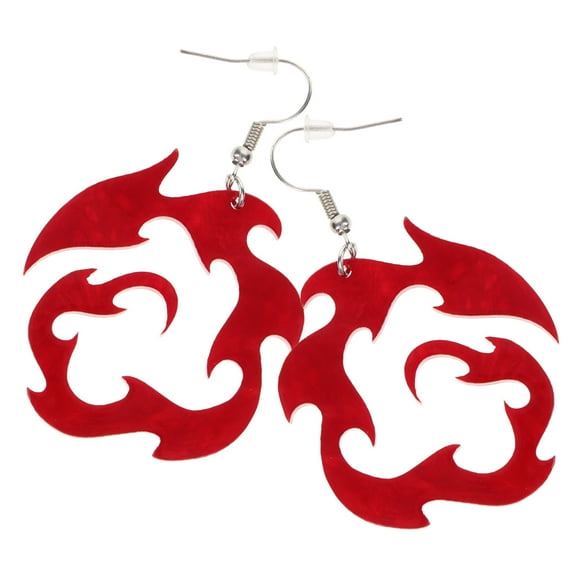 GOOHOCHY Acrylic Red Earrings for Decor Golden Hoop Style Accessories with Creative Flame Shape 1 Pair