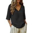 thumbnail image 5 of Cotton Linen Tops For Women，Linen Tunic Tops Linen Blouses Linen Blouses For Women Cotton Linen Shirts For Women Business Casual Outfits Lightweight Linen Blouses Cotton Blouses For Women, 5 of 7