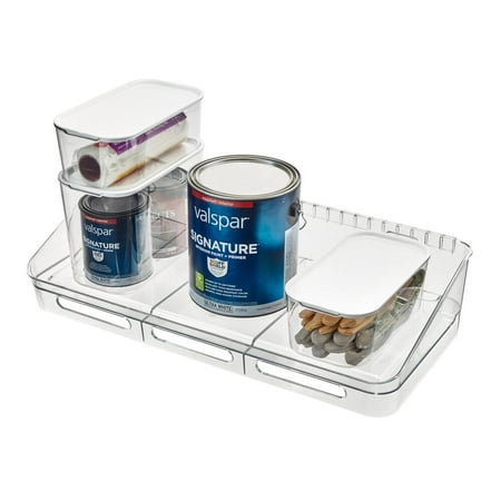 iDesign Wall Mounted Shelf Kit  Includes 1 Storage Shelf  1 Short & 1 Tall Inner Storage Bins  Clear