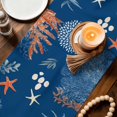 thumbnail image 3 of Blue Coastal Whale Table Runner 72 Inches, Farmhouse Nautical Starfish Coral Leaf Bed Runner Dresser Scarves Tabletop for Indoor Outdoor Parties/Ceremony/Banquet, 14" x 72", 3 of 9