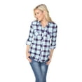 thumbnail image 2 of White Mark Chemise Classique à Carreaux Manches 3/4 pour Femmes, 2 of 5