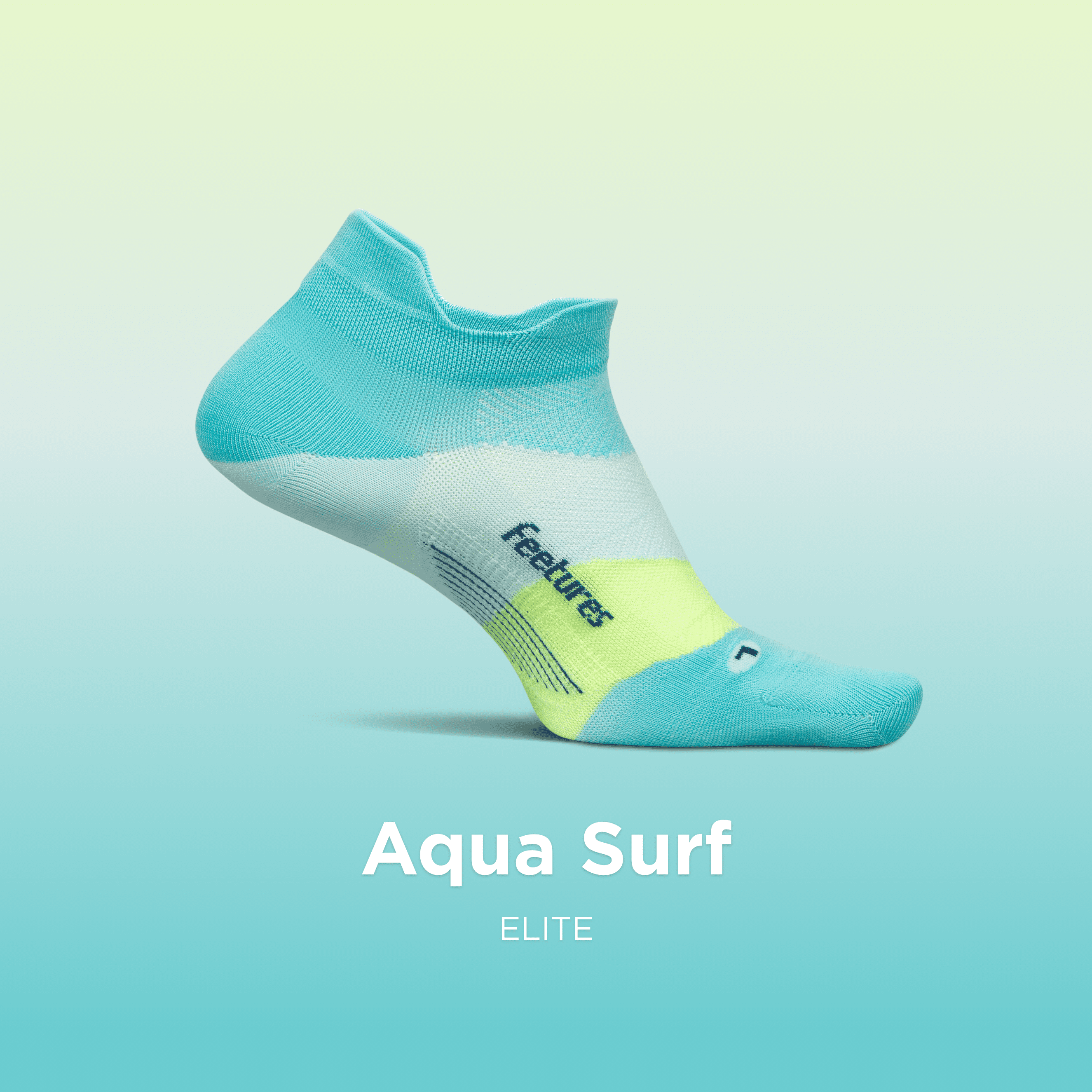 Feetures Elite Ultra Light Cushion Ankle Socks - Sport Sock with Targeted Compression - Aqua Surf, S (1 Pair)