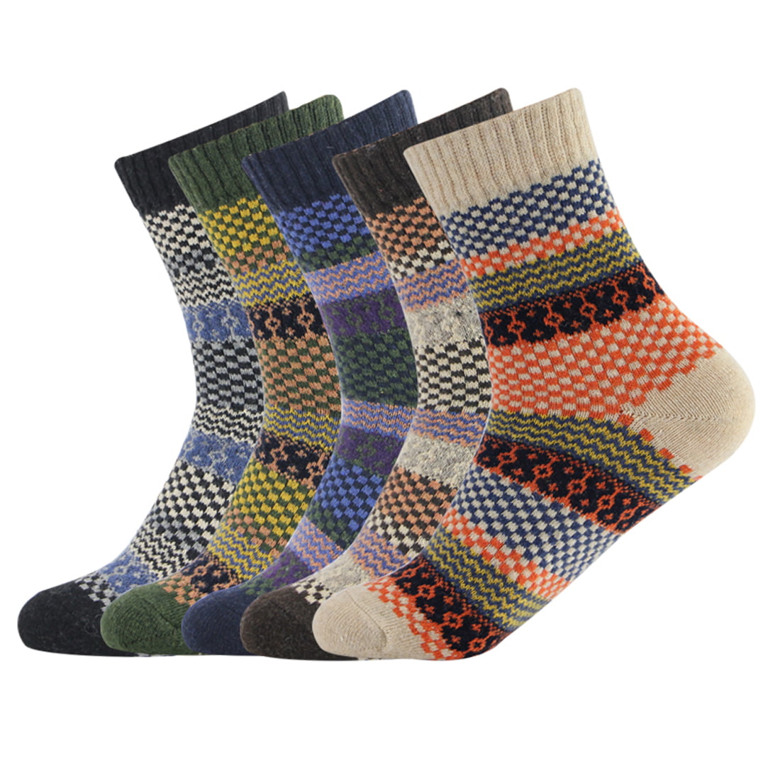 6 Pairs Wool Warm Winter Socks for Men Casual Crew Wool Socks 