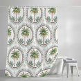 thumbnail image 4 of Palm Trees Extra Long Shower Curtain Set, Waterproof Shower Curtains for Bathroom, Green Summer Botanical Watercolor Washable Fabric Cloth Bath Curtain for Bathtub Decoration with Hooks 72x96 Inches, 4 of 9