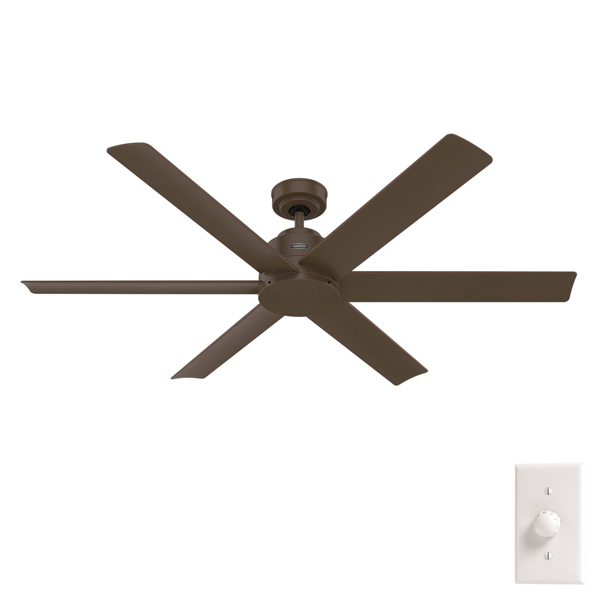 Hunter 60 inch Kennicott ENERGY STAR® Matte Bronze Damp Rated Ceiling Fan and Handheld Remote