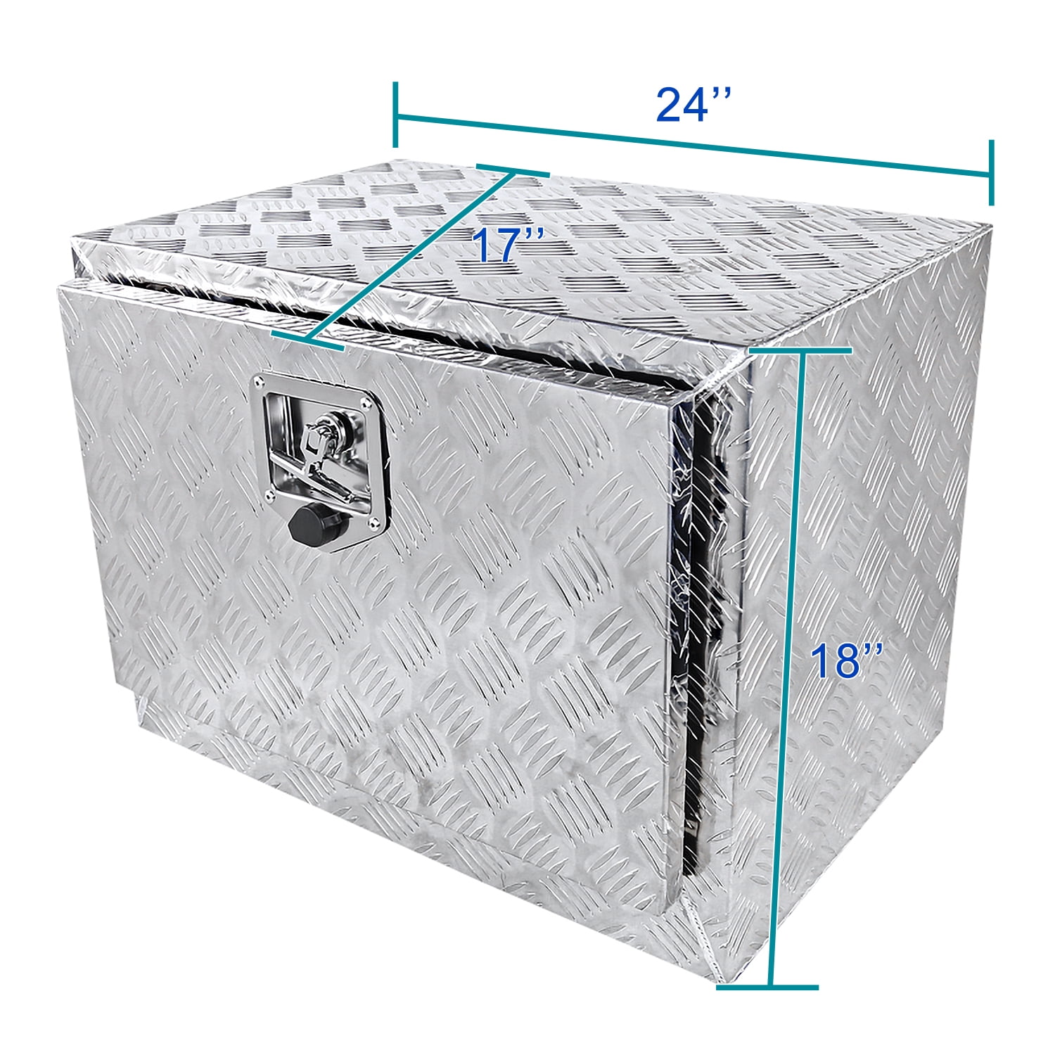 Spec-D Tuning 24"X 17"X 18" Heavy Duty Aluminum Tool Box Truck Utility Chest Storage with Lock & Key For Pickup Truck Bed, RV Trailer