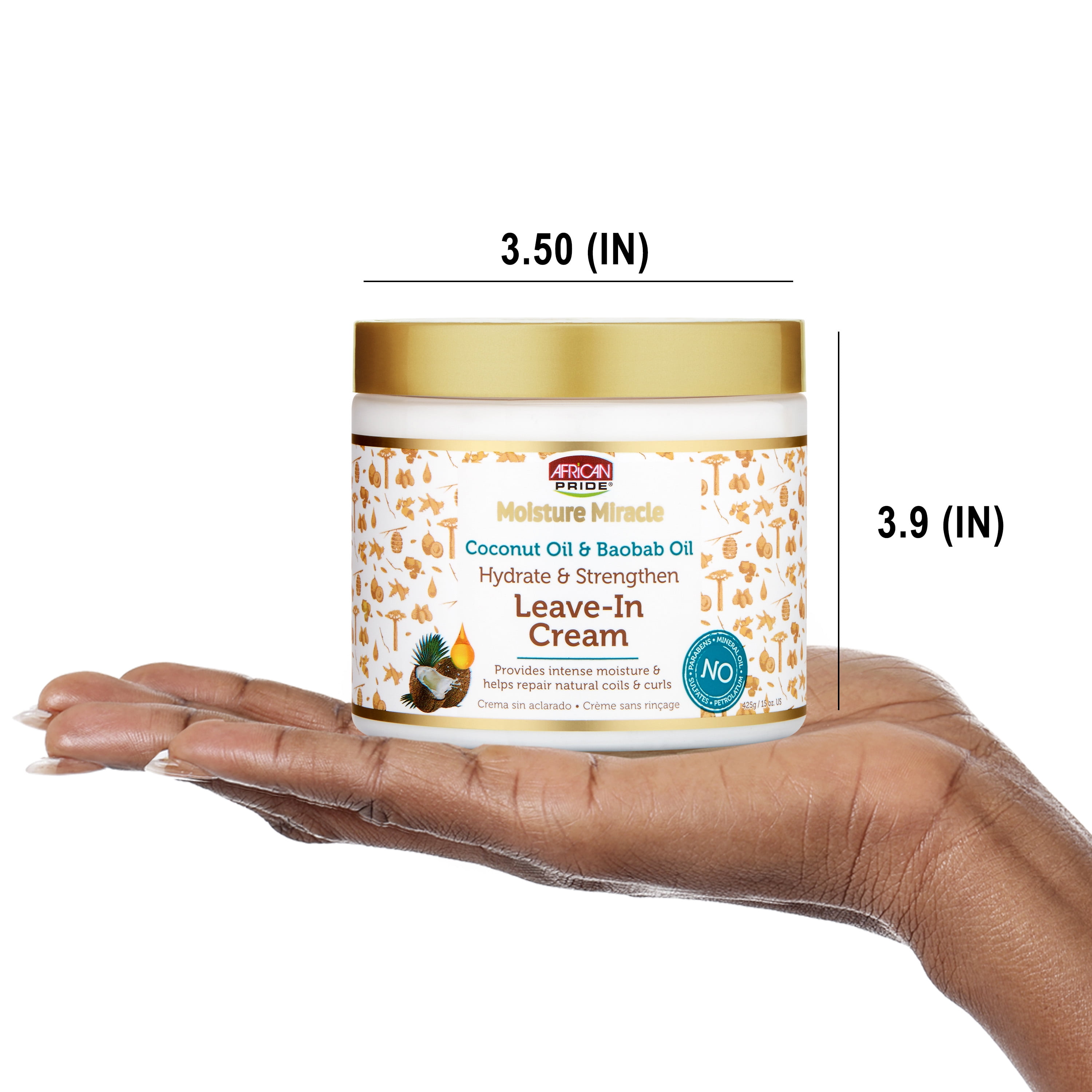 African Pride Moisture Miracle Leave in Conditioner Cream Hydrate & Strengthen 15oz, Curly Hair