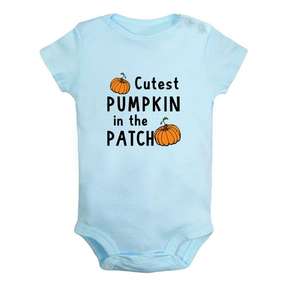 Cutest Pumpkin in The Patch Funny Rompers For Babies, Newborn Baby Unisex Bodysuits, Infant Jumpsuits, Toddler 0-12 Months Kids One-Piece Oufits (Blue, 6-12 Months)