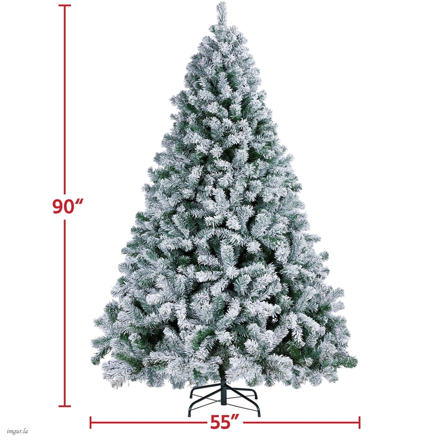 Alden Design 7.5FT Pre-lit Flocked Artificial Christmas Tree with Warm Lights,Artificial Tree with Foldable Stand, Green&White