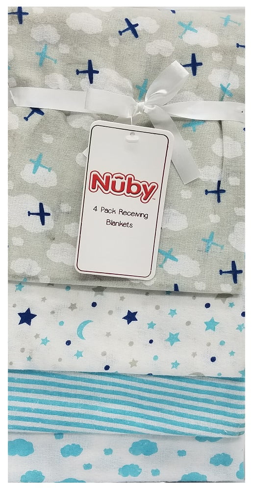 Nuby Infant Airplane Printed Cotton Receiving Blankets, Crib, Navy Blue ...