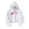 thumbnail image 4 of Sudaderas con capucha informales para mujer, jersey recortado con cordón, sudadera blanca, manga larga, suéteres de moda, Tops para correr en la calle XL, 4 of 8