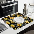 thumbnail image 3 of Floral Dish Drying Mat for Kitchen with Sunflower Print Microfiber Counter Pad Foldable Absorbent 16x18 Inch, 3 of 7