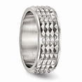 thumbnail image 4 of Stainless Steel Polished Studded Ring Size: 9; for Adults and Teens; for Women and Men, 4 of 6