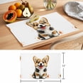 thumbnail image 6 of Cute Sitting Dog Placemats Set of 4 Watercolor Cartoon Puppy Animal Place Mats Indoor Wipeable Table Mats Washable Cloth Dining Table Placemats for Kitchen Holiday Party Home Decor 13x19 Inch, 6 of 9