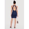 thumbnail image 3 of Women's Halter Neck Cutout Zip Back Denim Mini Dress, 3 of 3