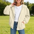 thumbnail image 2 of Piuwrlz Kids Fall Hood Outwear Jackets Girls Plain Zipper Hoodies Pocket Sweatshirts Beige Size 15-16 Years, 2 of 7