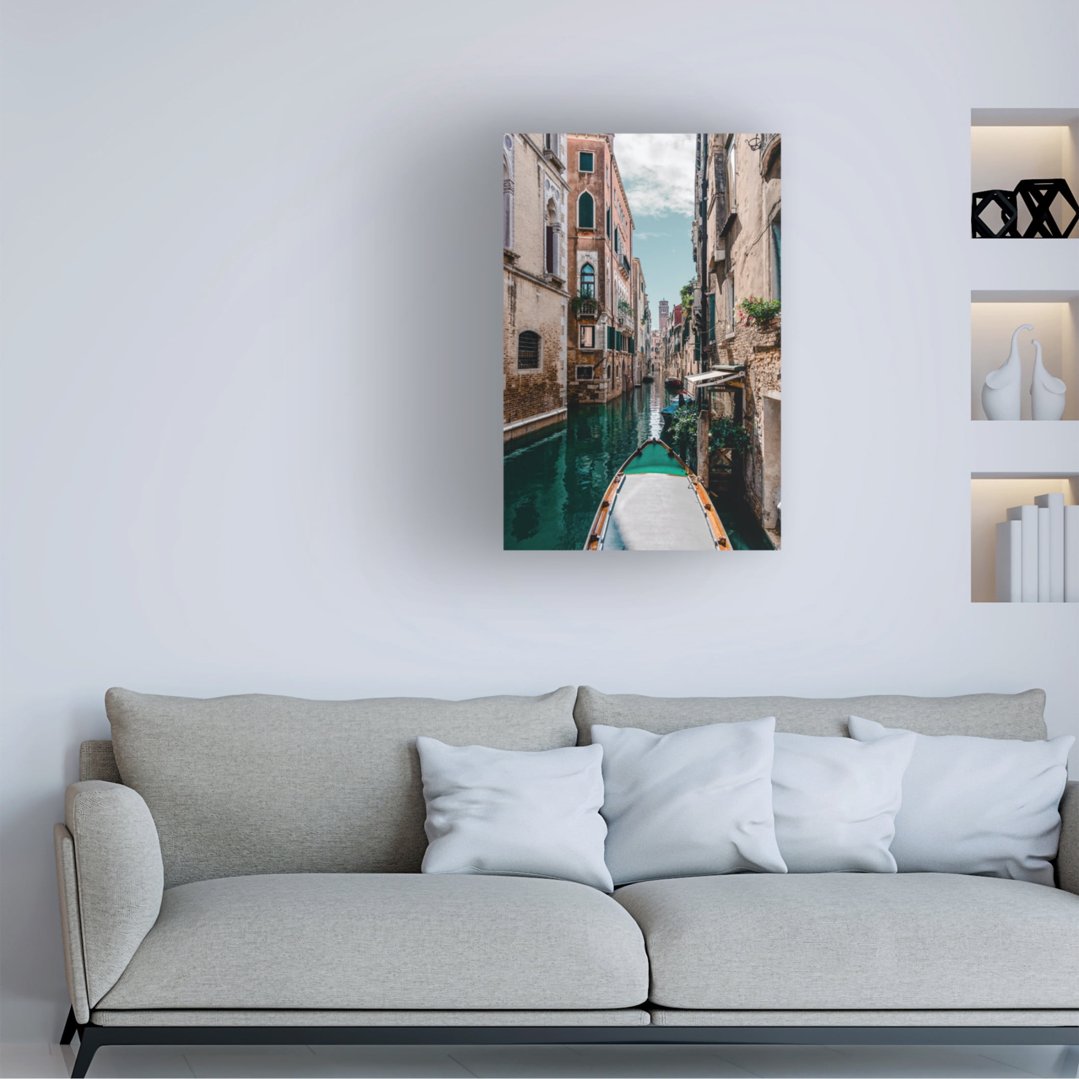 Trademark Fine Art Drita Stefan Boat on the river Canvas Wall Art