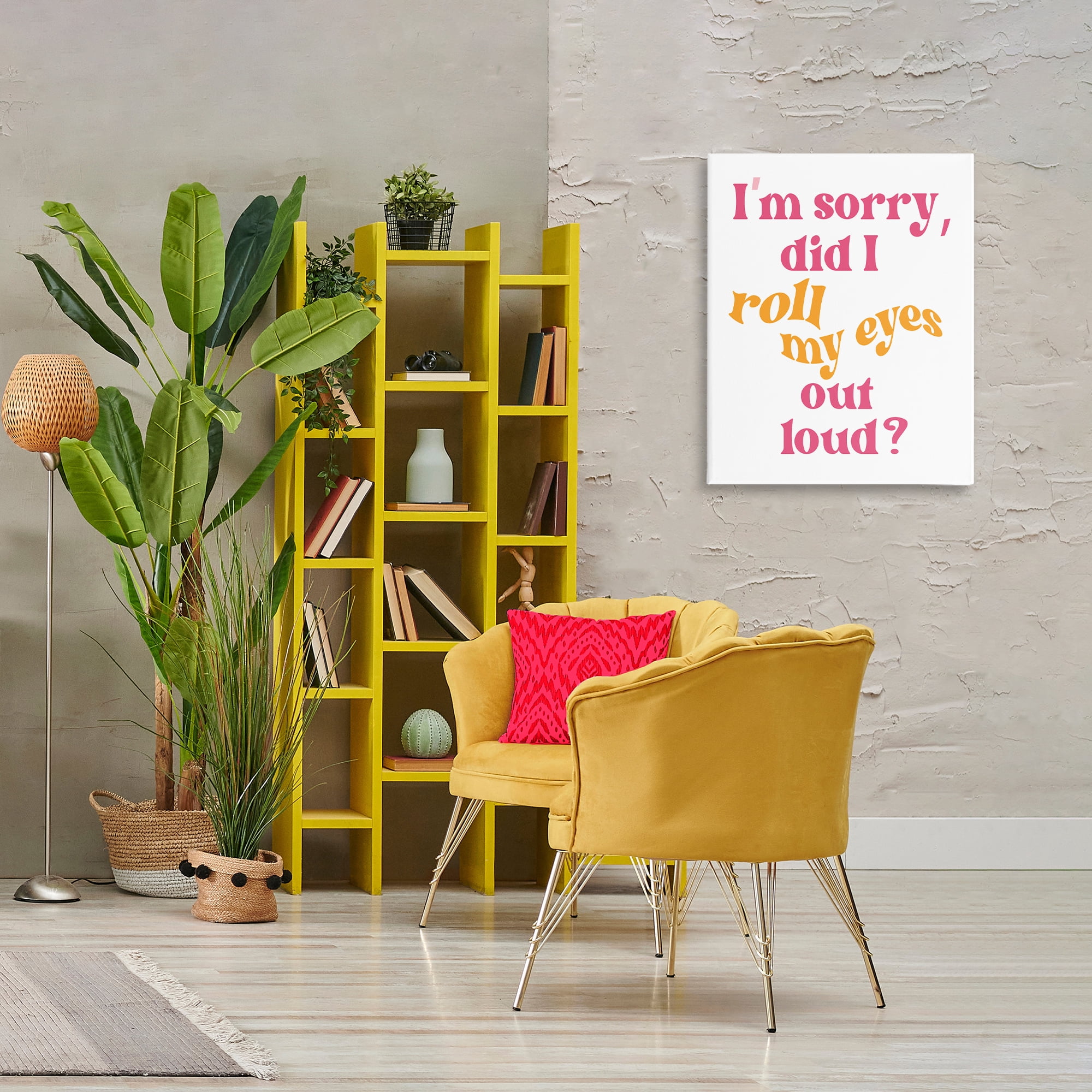 Stupell Industries Roll My Eyes Out Loud Typography Painting Gallery Wrapped Canvas Art Print Wall Art, 24 x 30