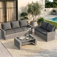 thumbnail image 4 of UDPATIO Wicker Patio Furniture Set, Gray PE Rattan Patio Sofa Set with Coffee Table, Multi-person Outdoor Sectional Sets for Balcony, Backyard, Gray, 4 of 8