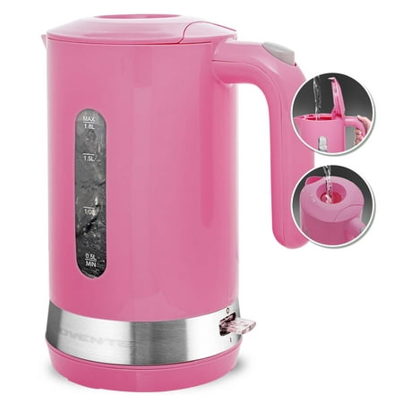 

Ovente Electric Hot Water Kettle 1.8 Liter with Prontofill Lid 1500 Watt BPA-Free Portable Countertop Tea Coffee Maker Fast Heating Element with Auto Shut-Off and Boil Dry Protection Pink KP413P