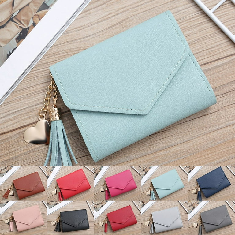 Fashion Women Leather Short Wallet Small Bifold Card Holder Zipper Mini  Purse