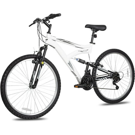 Hykolity 26 inch Mountain Bike MTB Outdoor Bicycle Cycling 18 Speed Trail Sport Off-Road Bikes Full Suspension for Adult Men Unisex White